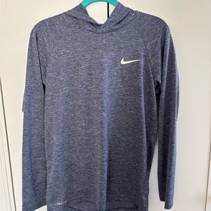 Nike Heathered Blue Hooded Long Sleeve Top